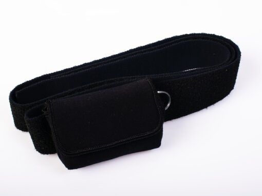 Adjustable insulin pump hip bag with buckle strap
