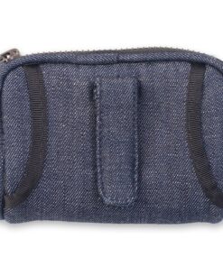 Close‑up of light padding and zipper on denim pump case