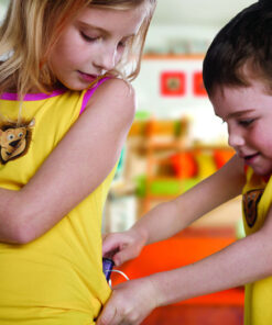 Child wearing Lenny tank top with pump pocket visible
