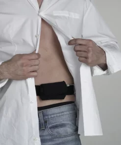 Adjustable insulin pump hip bag with buckle strap
