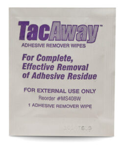 Single Tac‑Away adhesive remover wipe packet
