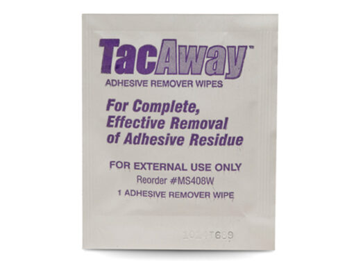 Single Tac‑Away adhesive remover wipe packet