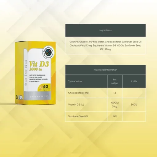 Pharma Plus Vitamin D3 1000 IU - Image 3