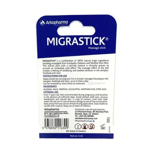 Migrastick Roll-On | Natural Headache & Migraine Relief Massage Stick with Menthol & Eucalyptus - Image 2